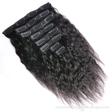 Yaki Straight Styles Double Hair Weft Human Hair Clip in Hair Extensions